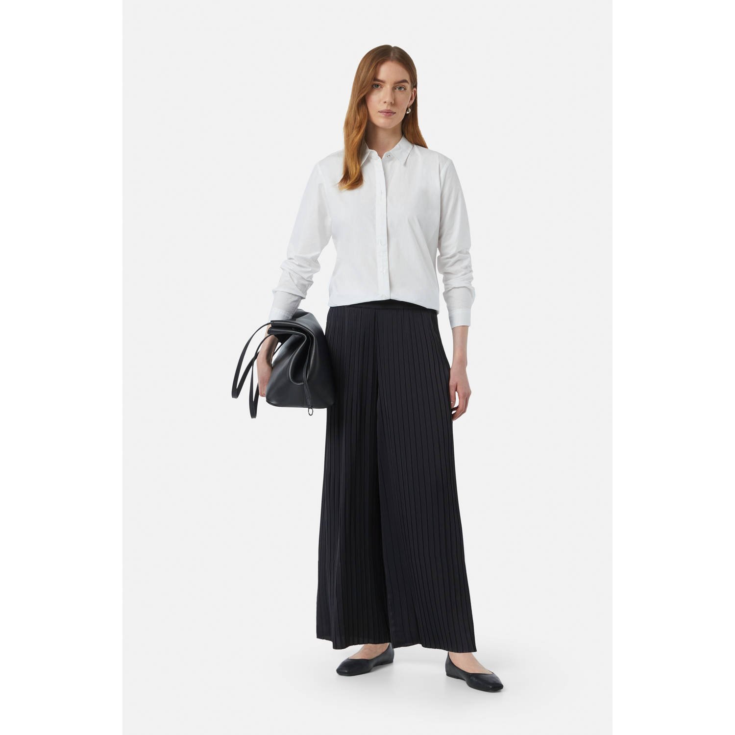 Comma Straight leg stoffen broek met plisséplooien