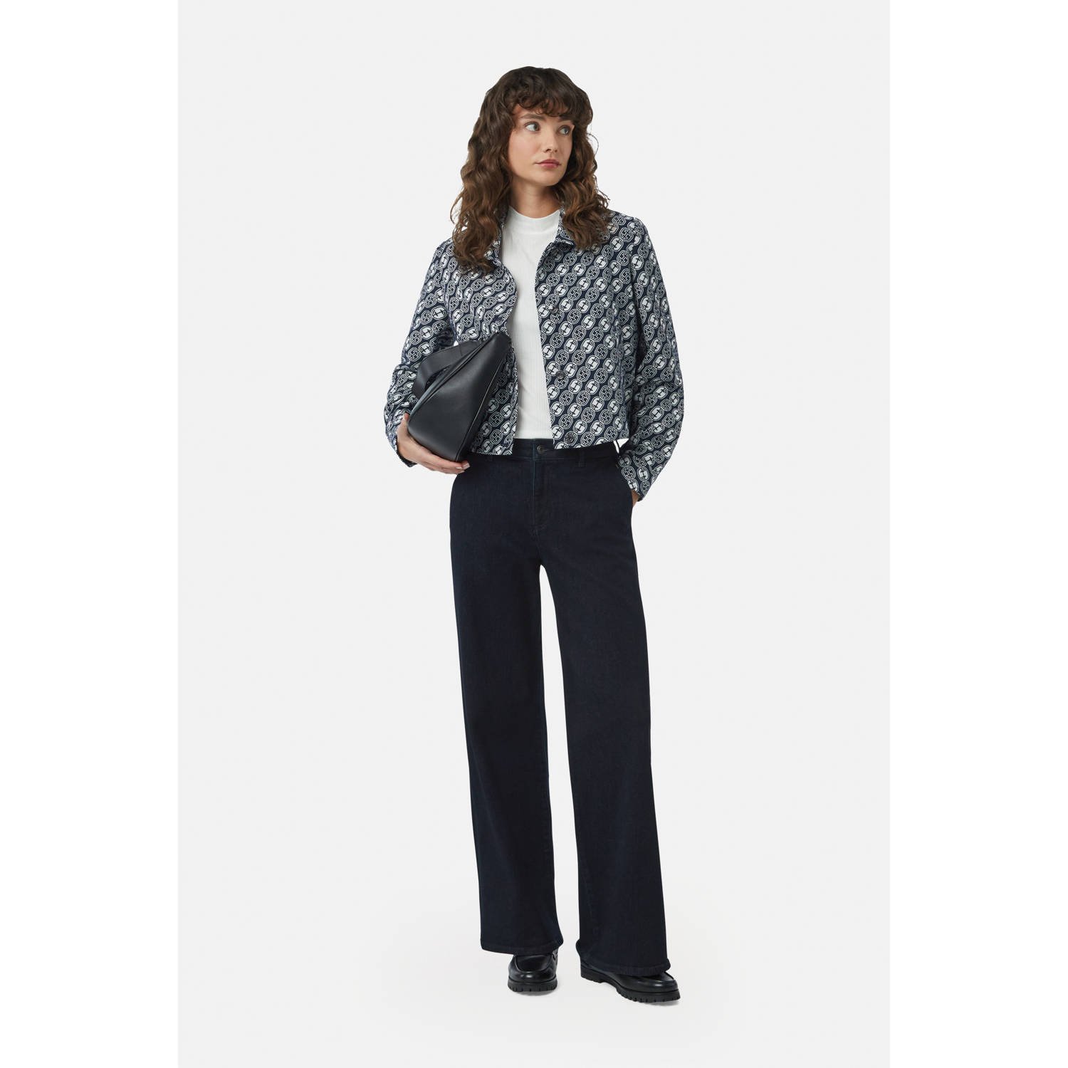 Comma high waist wide leg jeans dark blue denim