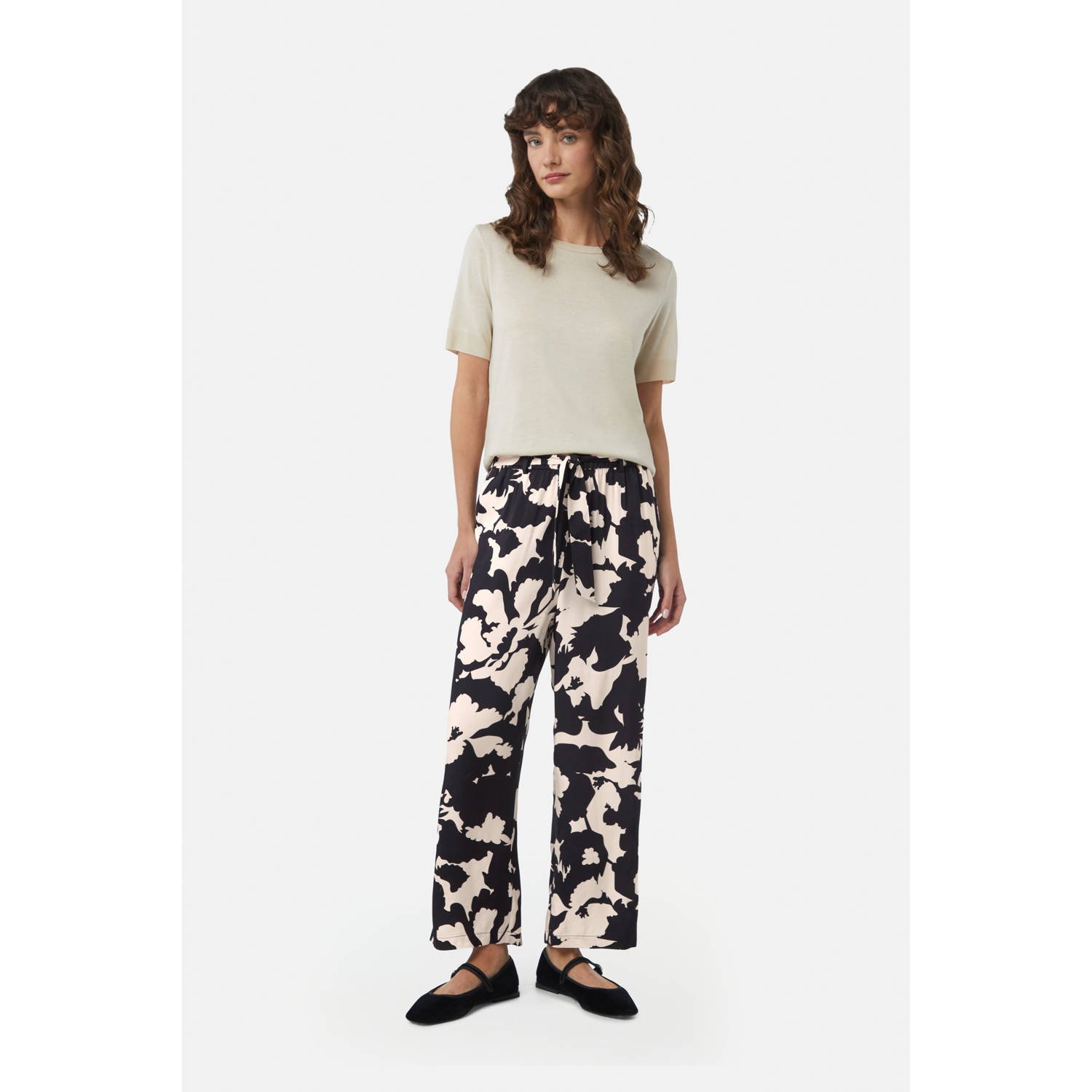 Comma straight regular waist casual broek donkerblauw