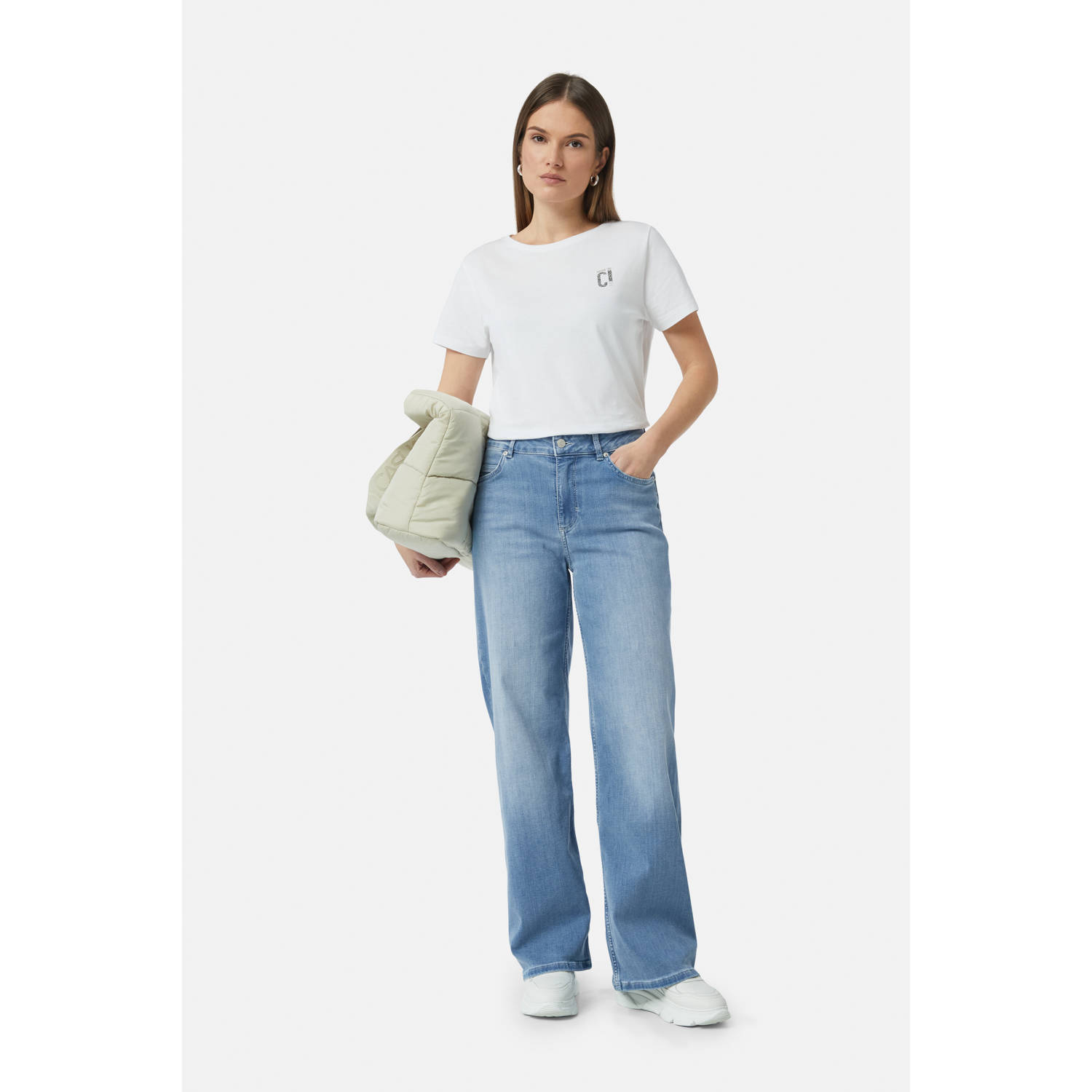 Comma casual identity high waist wide leg jeans medium blue denim