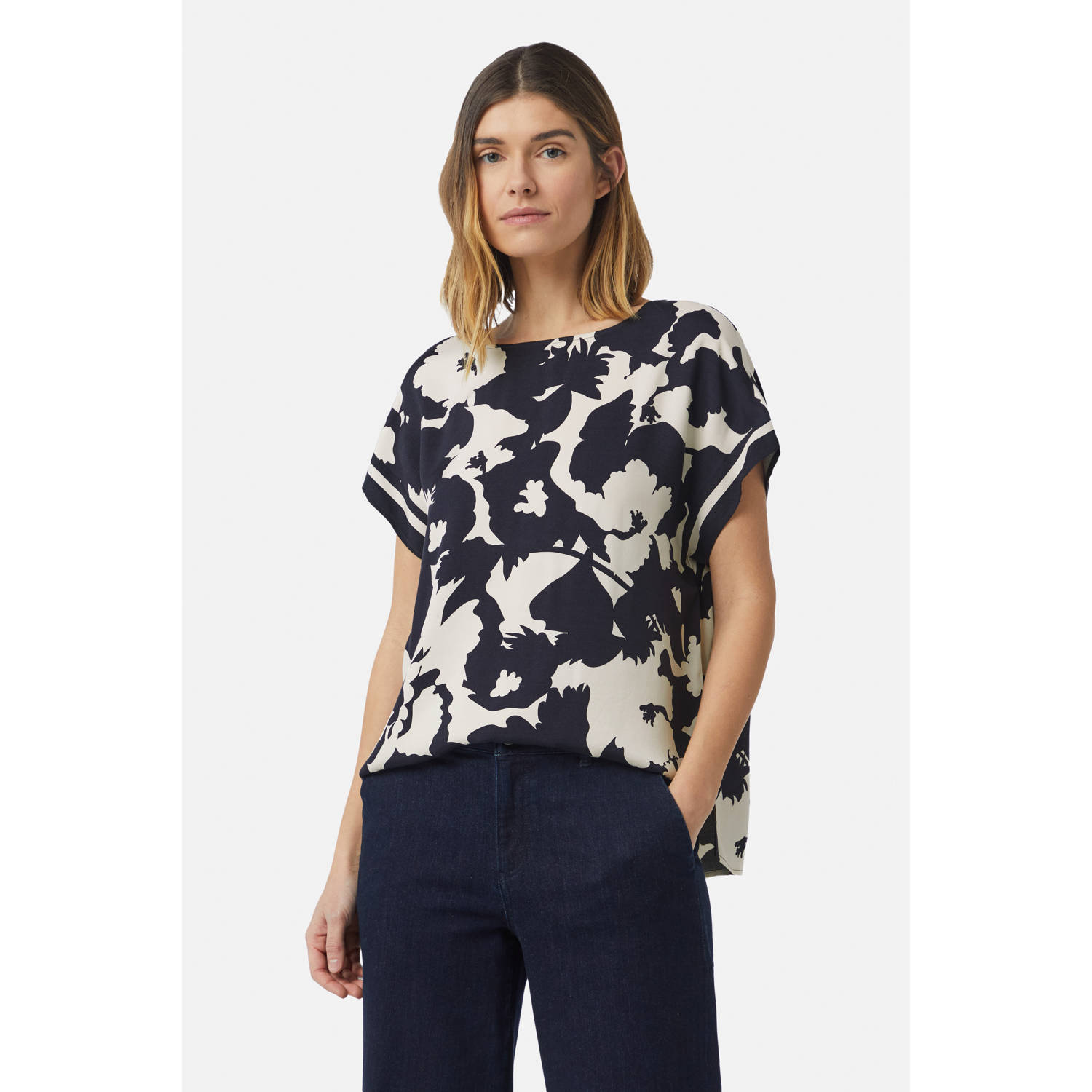 Comma Blouse met korte mouwen met print all-over