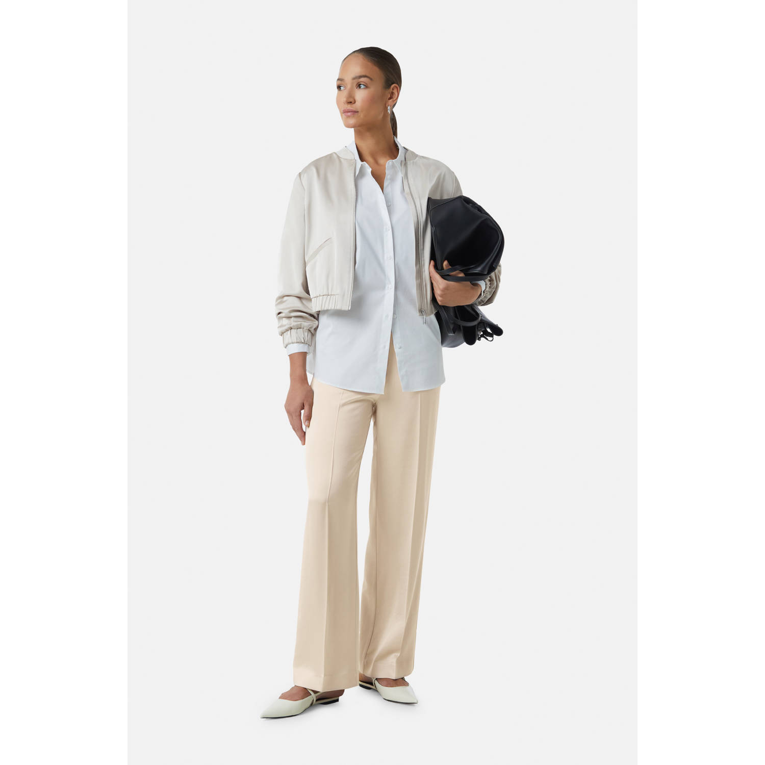 Comma Straight leg stoffen broek met elastische band