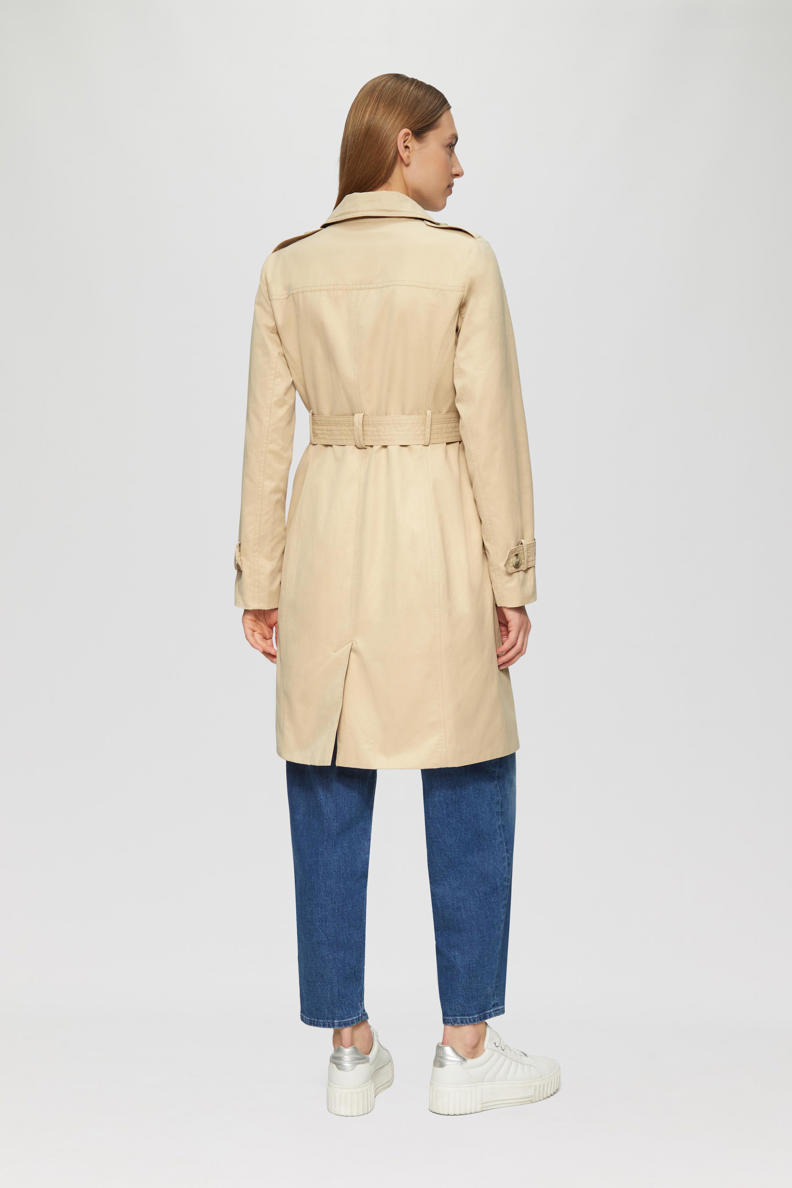s.Oliver RED LABEL Slim fit trenchcoat van katoenmix met gestreepte voering in beige online kopen | P&C