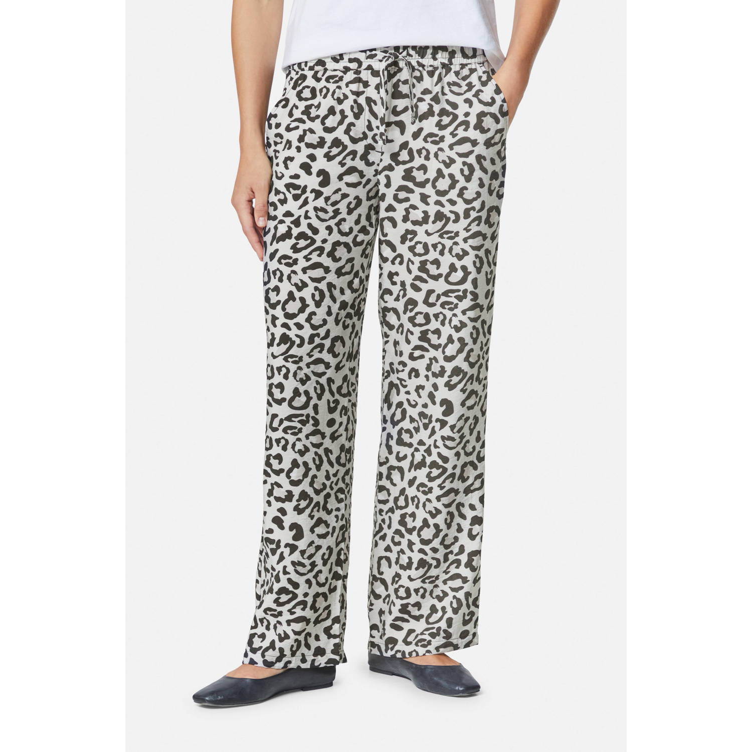 Comma casual identity wide leg regular waist broek ecru