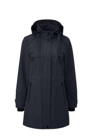 thumbnail: Marineblauwe dames s.Oliver regenjas van polyamide met effen, lange mouwen, capuchon en ritssluiting