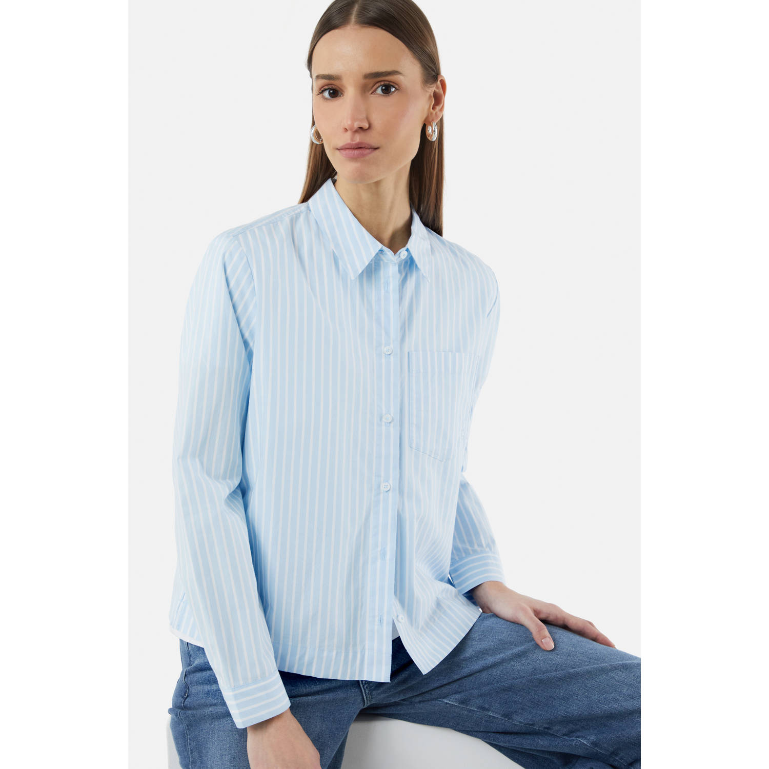 comma casual identity blouse lichtblauw