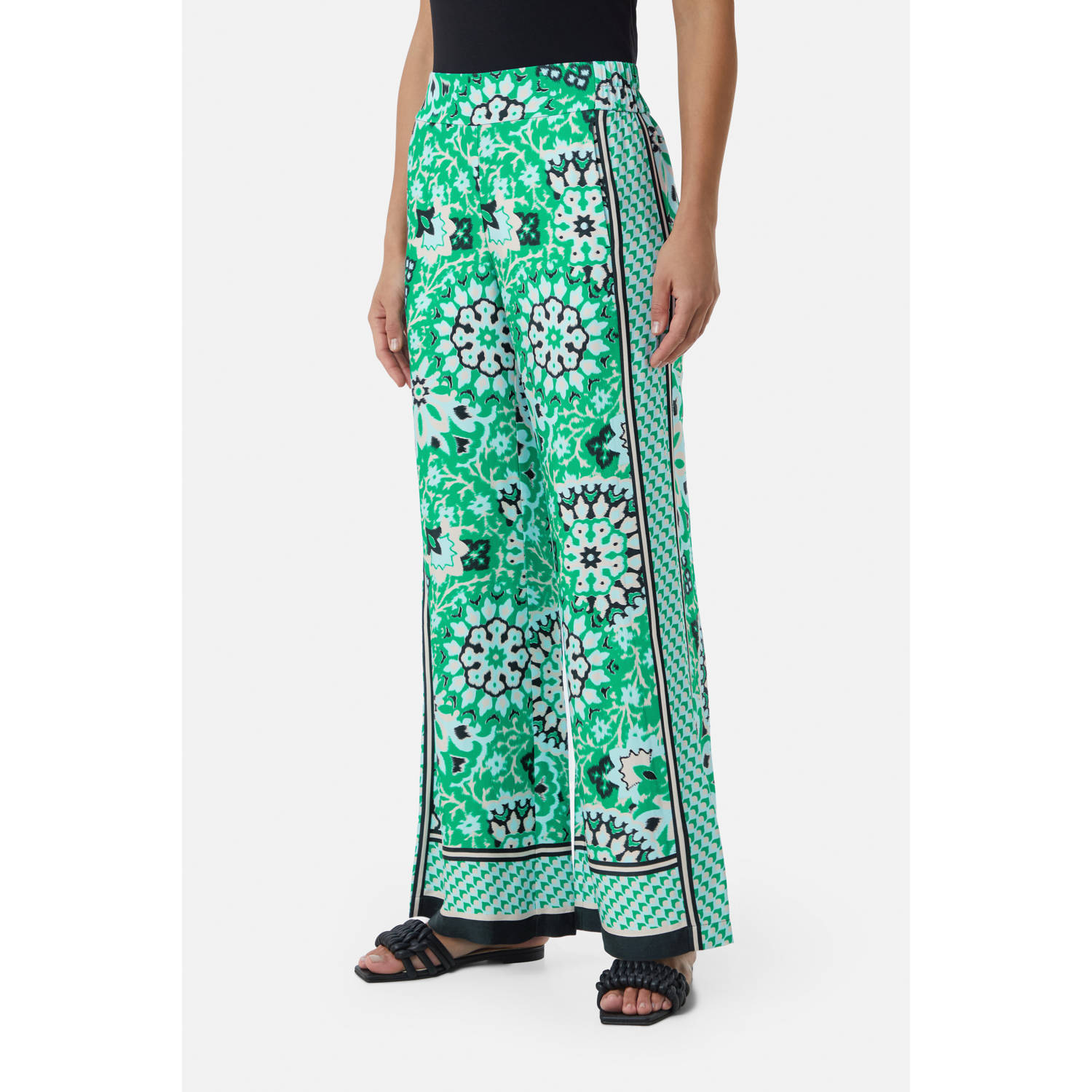 Comma Straight leg stoffen broek met elastische band