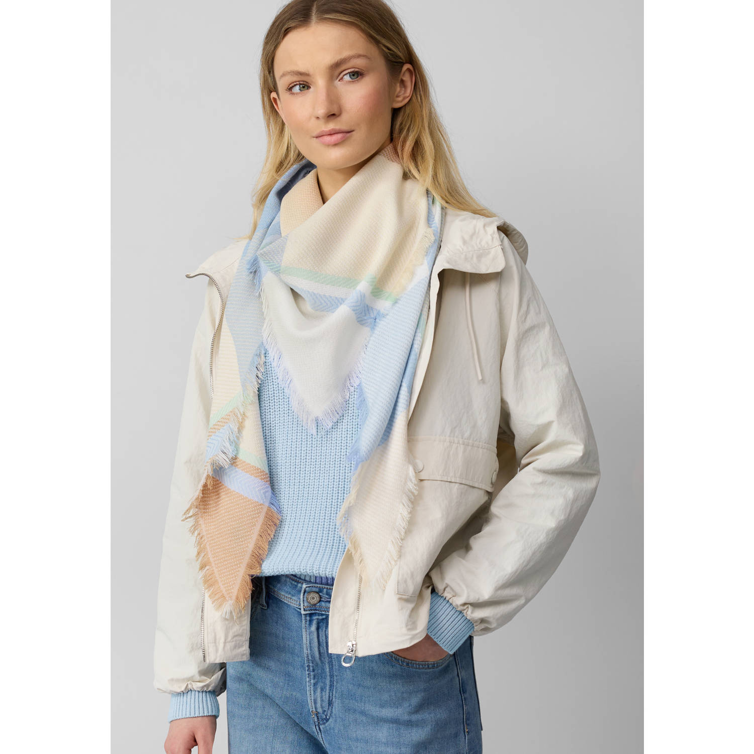 S.Oliver sjaal met all over print beige