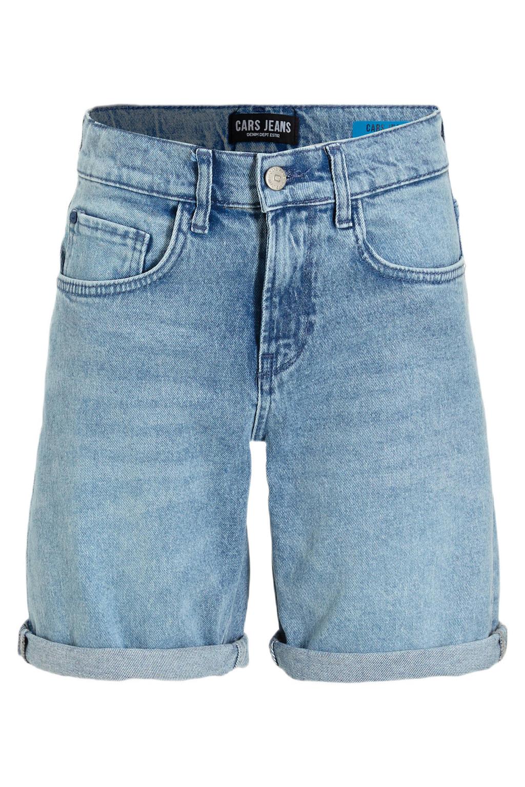 Light blue denim jongens Cars regular short van denim met rits- en knoopsluiting en effen