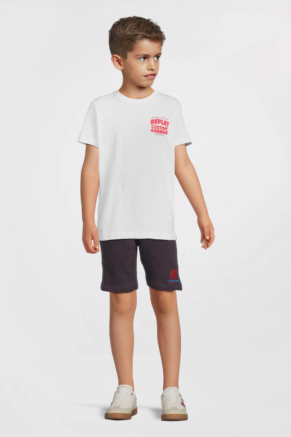 Antraciete jongens Cars regular sweatshort van katoen met elastische tailleband met koord en effen