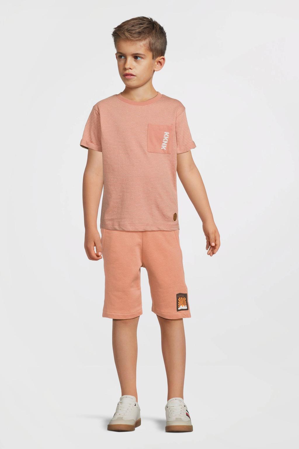 Oranje jongens Cars regular sweatshort van katoen met elastische tailleband met koord en effen