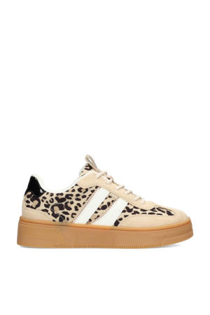 sneakers met panterprint beige/zwart