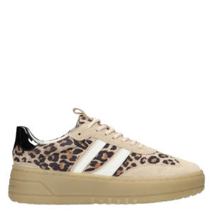 Anemone leren sneakers met panterprint bruin/beige