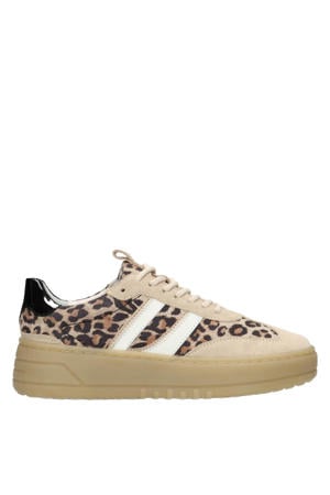 Anemone leren sneakers met panterprint bruin/beige
