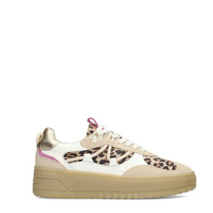 Anemone leren sneakers beige/wit/panter