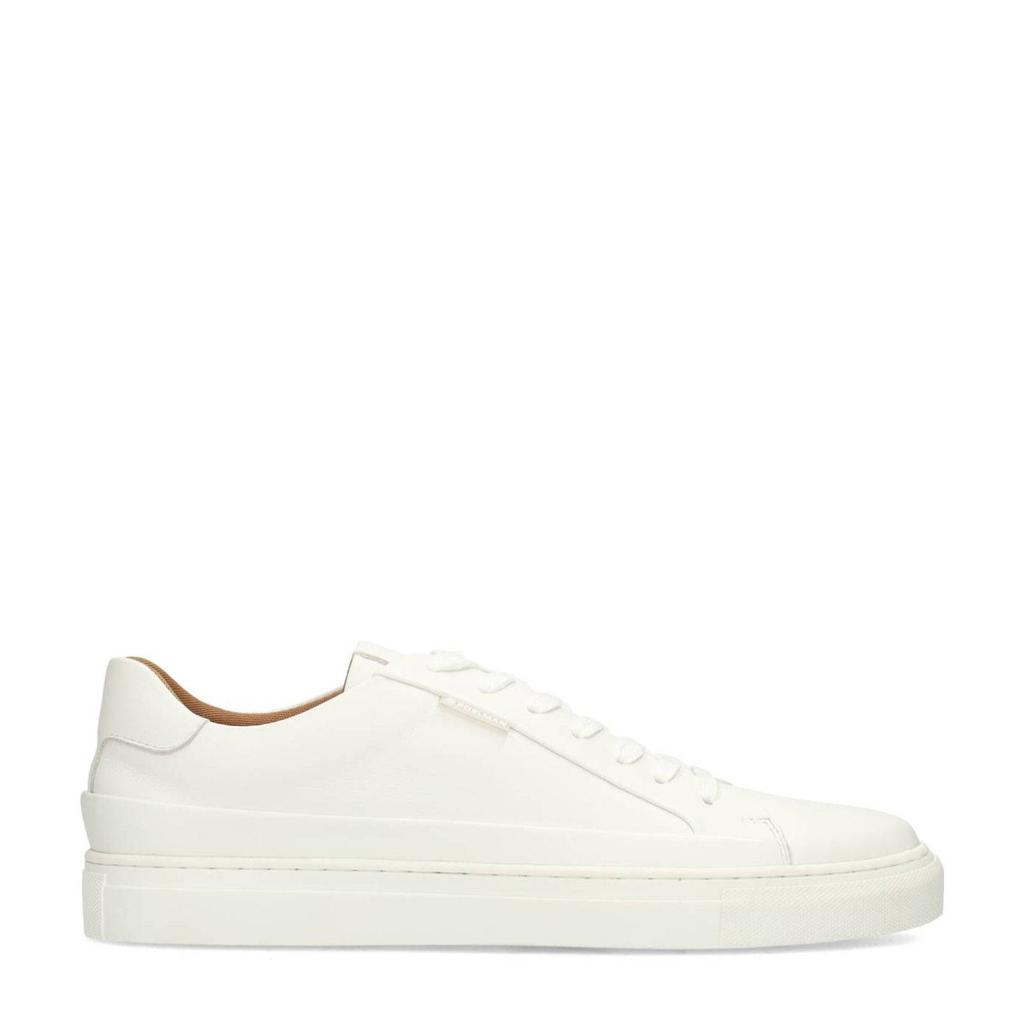 Witte heren PS Poelman Nero leren sneakers met veters