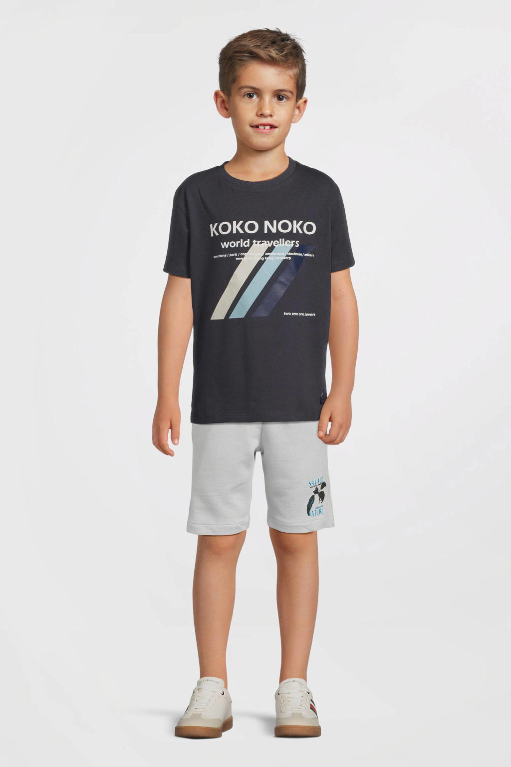 Grijze jongens Cars regular sweatshort van katoen met elastische tailleband met koord en effen