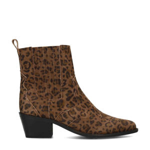 Tartor  suède cowboylaarzen met panterprint bruin