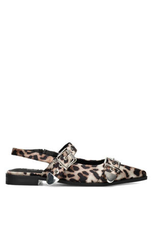 Julia slingback loafers met panterprint beige