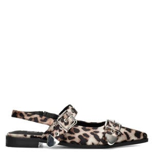 Julia slingback loafers met panterprint beige