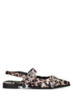 Julia slingback loafers met panterprint beige