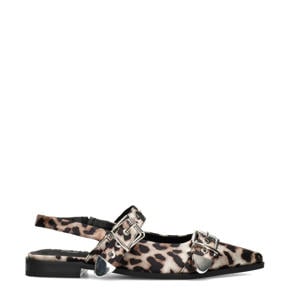 Julia slingback loafers met panterprint beige