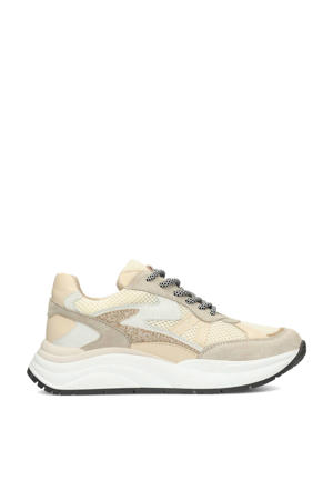 chunky leren sneakers beige