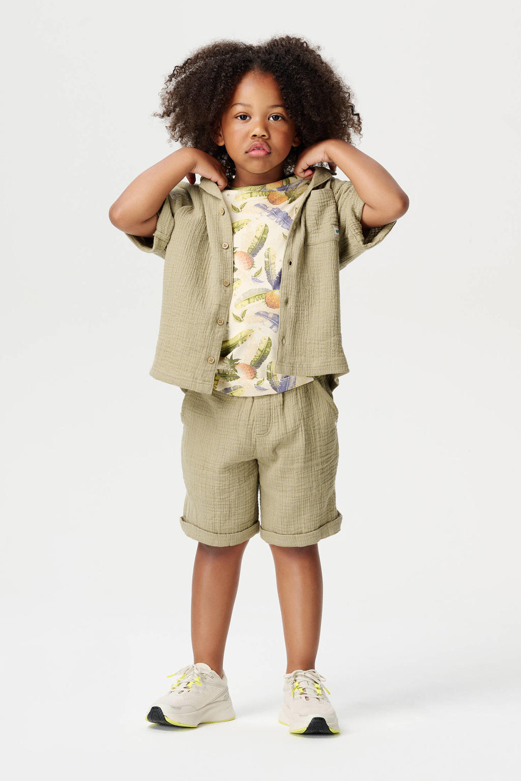 Groene jongens Noppies kids relaxed casual short van katoen met regular waist, elastische tailleband en effen