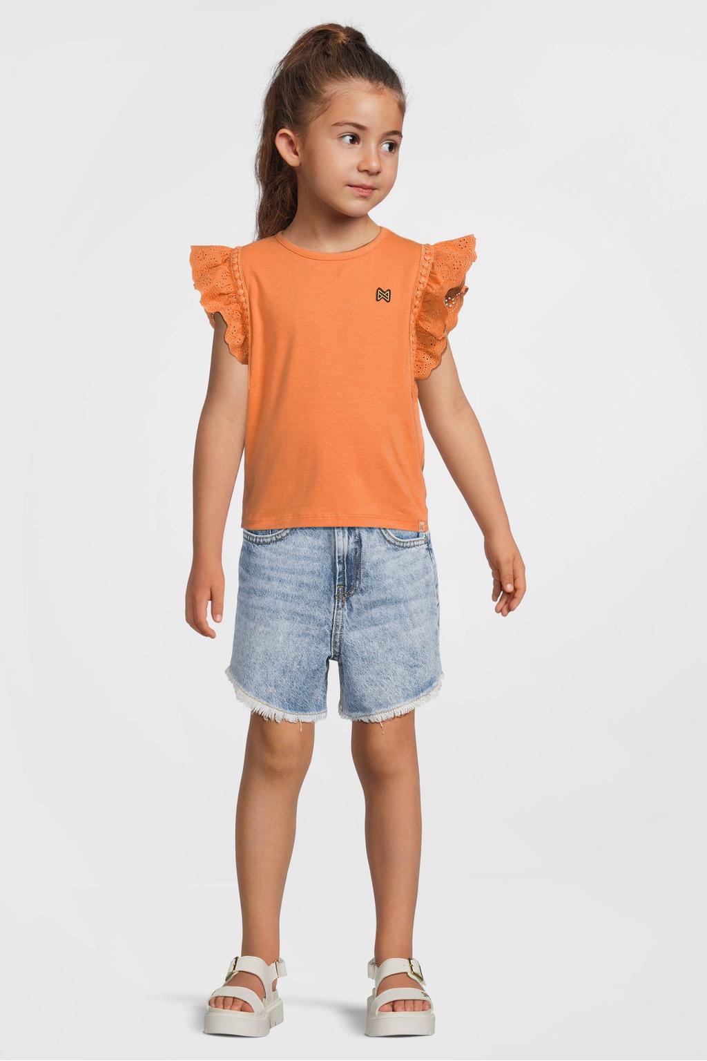 Light blue denim meisjes Cars regular short van denim met rits- en drukknoopsluiting en effen