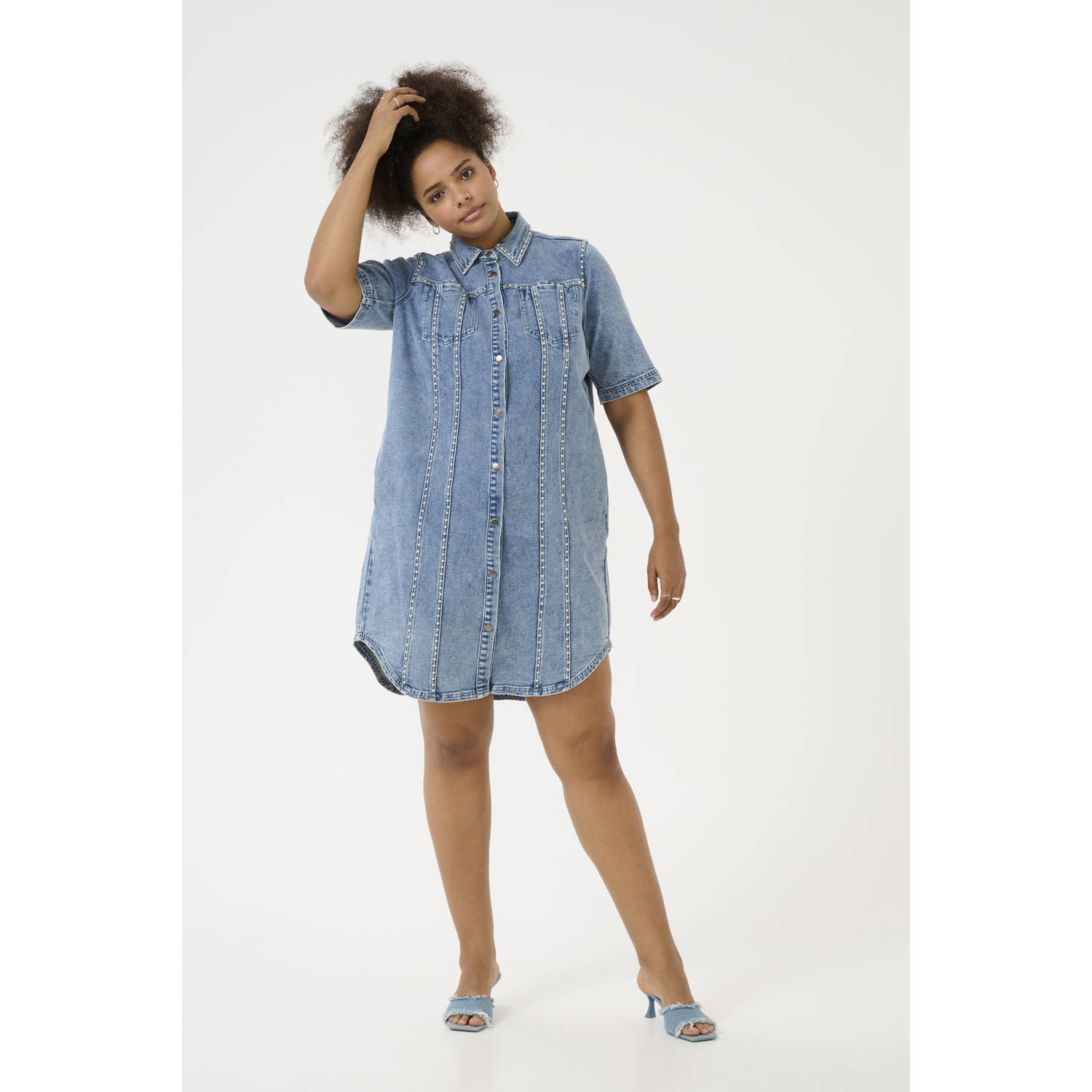 Kaffe Curve spijkerjurk light blue denim