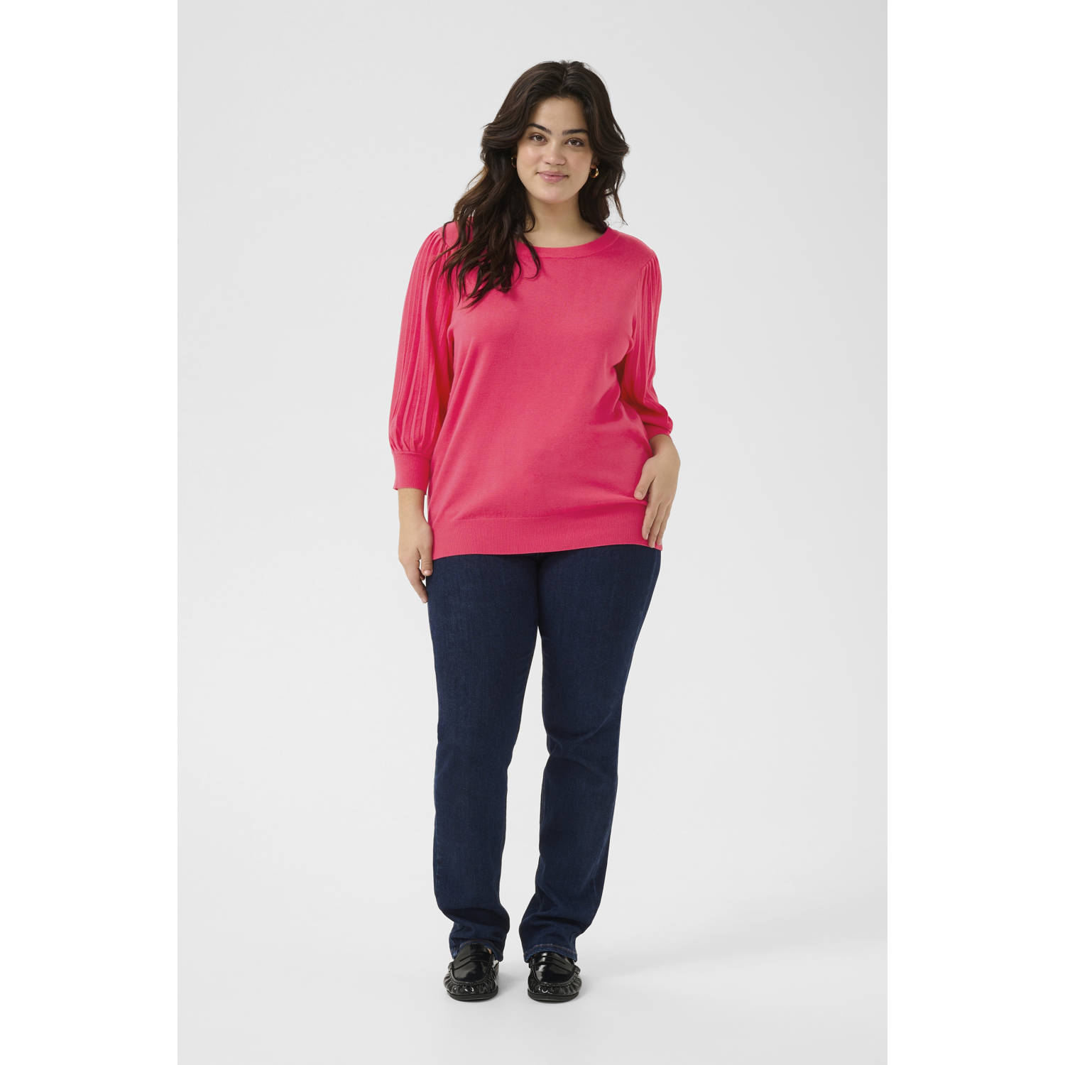 Kaffe Curve top roze fijn gebreid