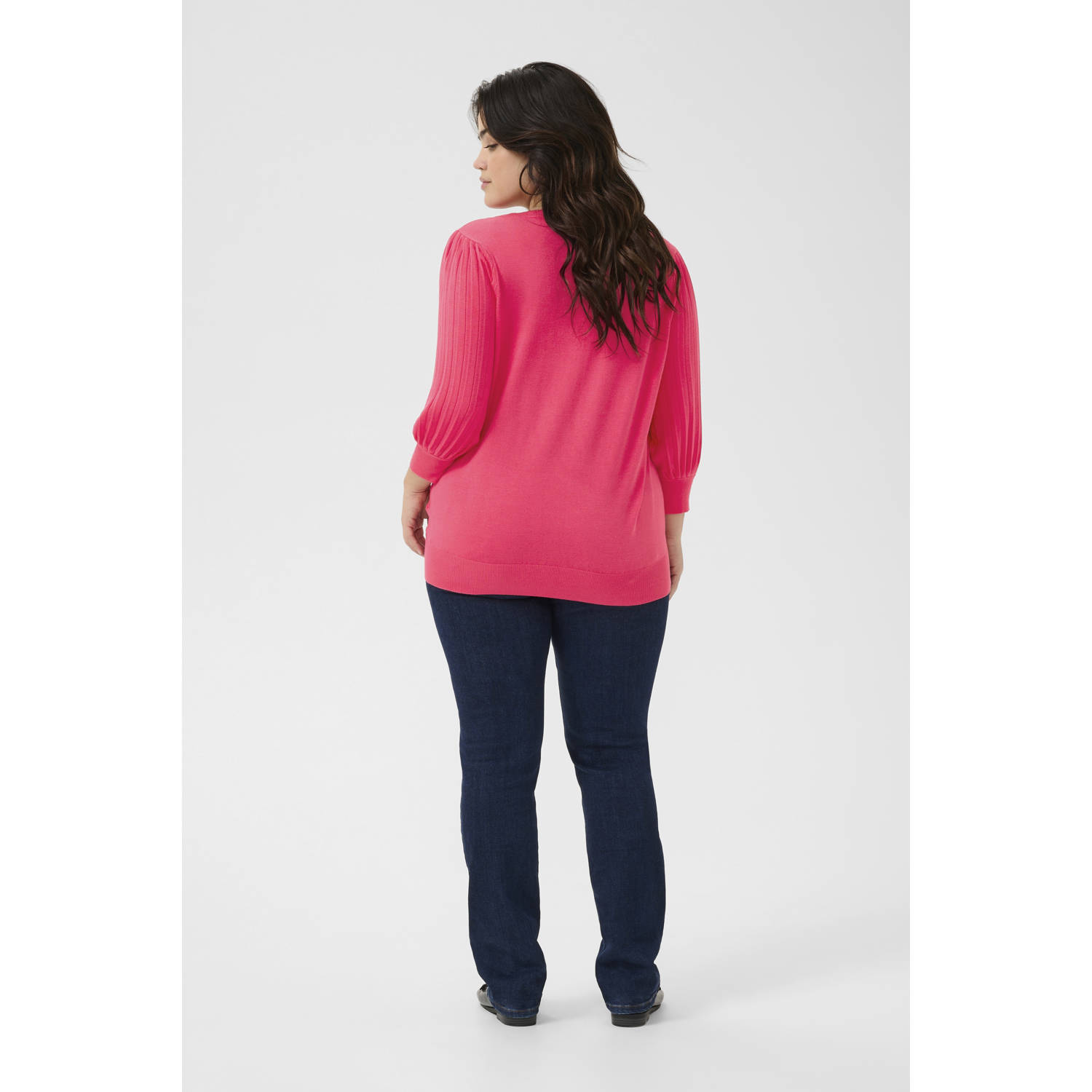 Kaffe Curve top roze fijn gebreid