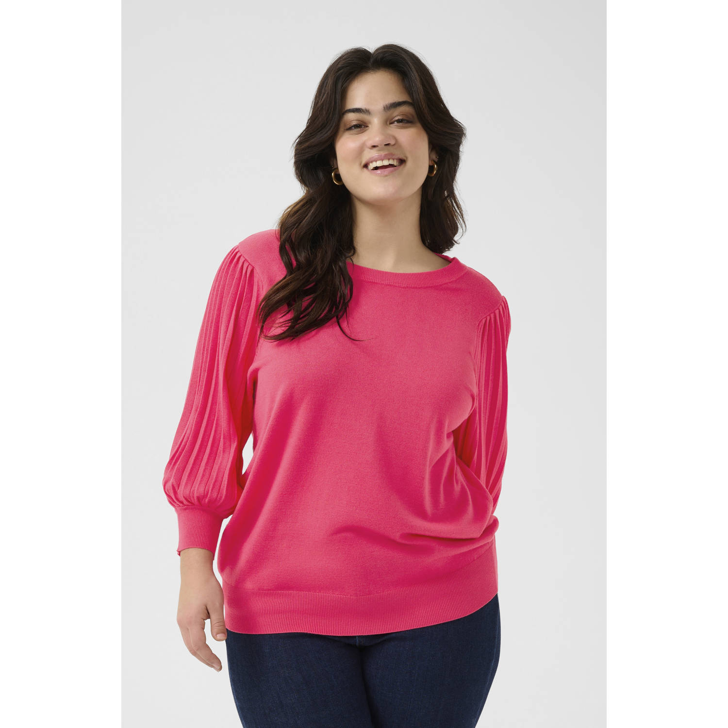 Kaffe Curve top roze fijn gebreid
