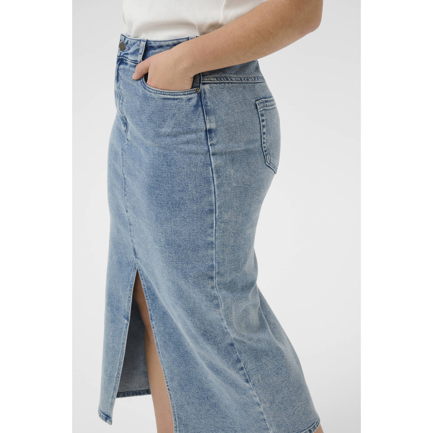 Kaffe Curve spijkerrok light blue denim