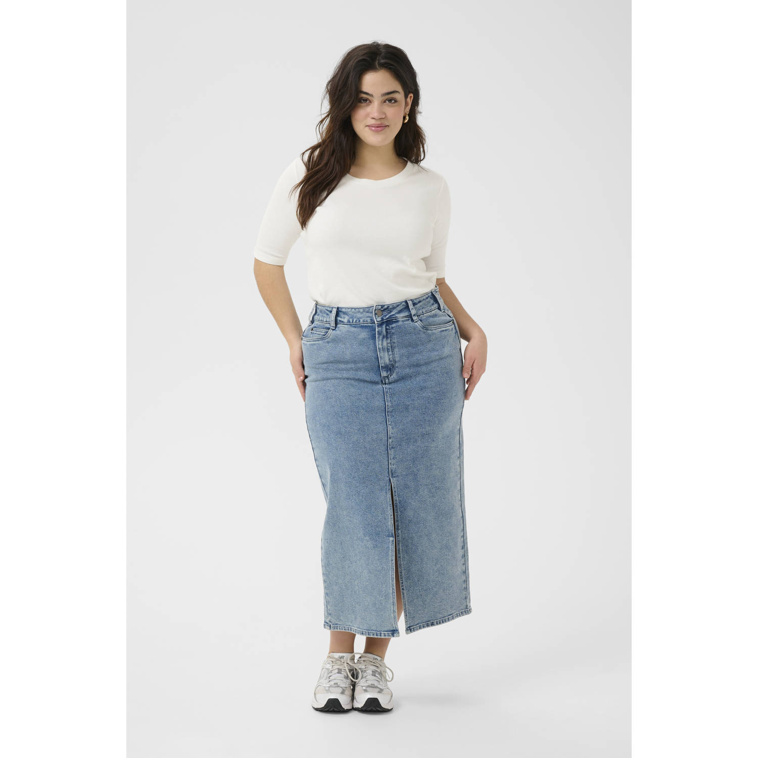 Kaffe Curve spijkerrok light blue denim
