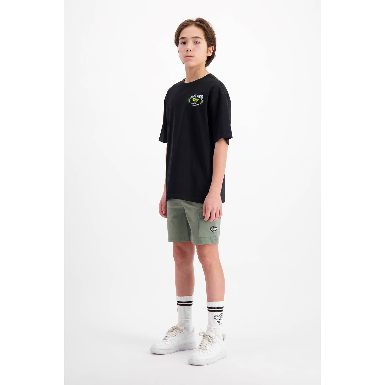 BLACK BANANAS regular sweatshort olijfgroen