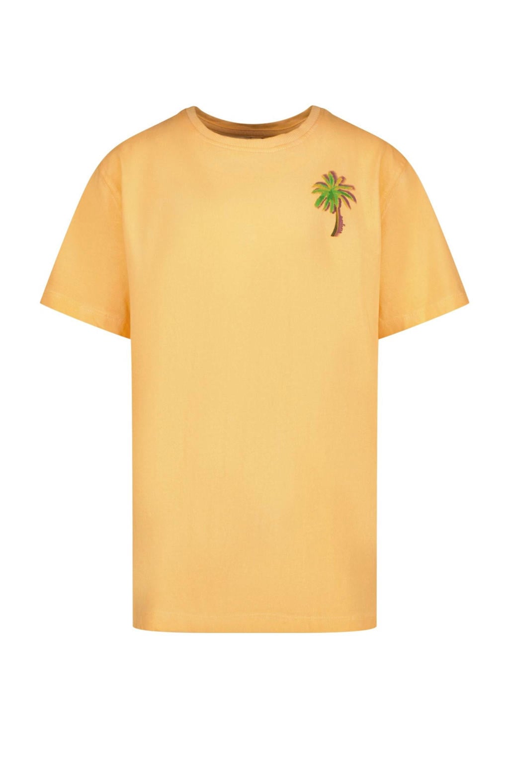 Oranje jongens Vingino T-shirt van katoen met printopdruk, korte mouwen en ronde hals