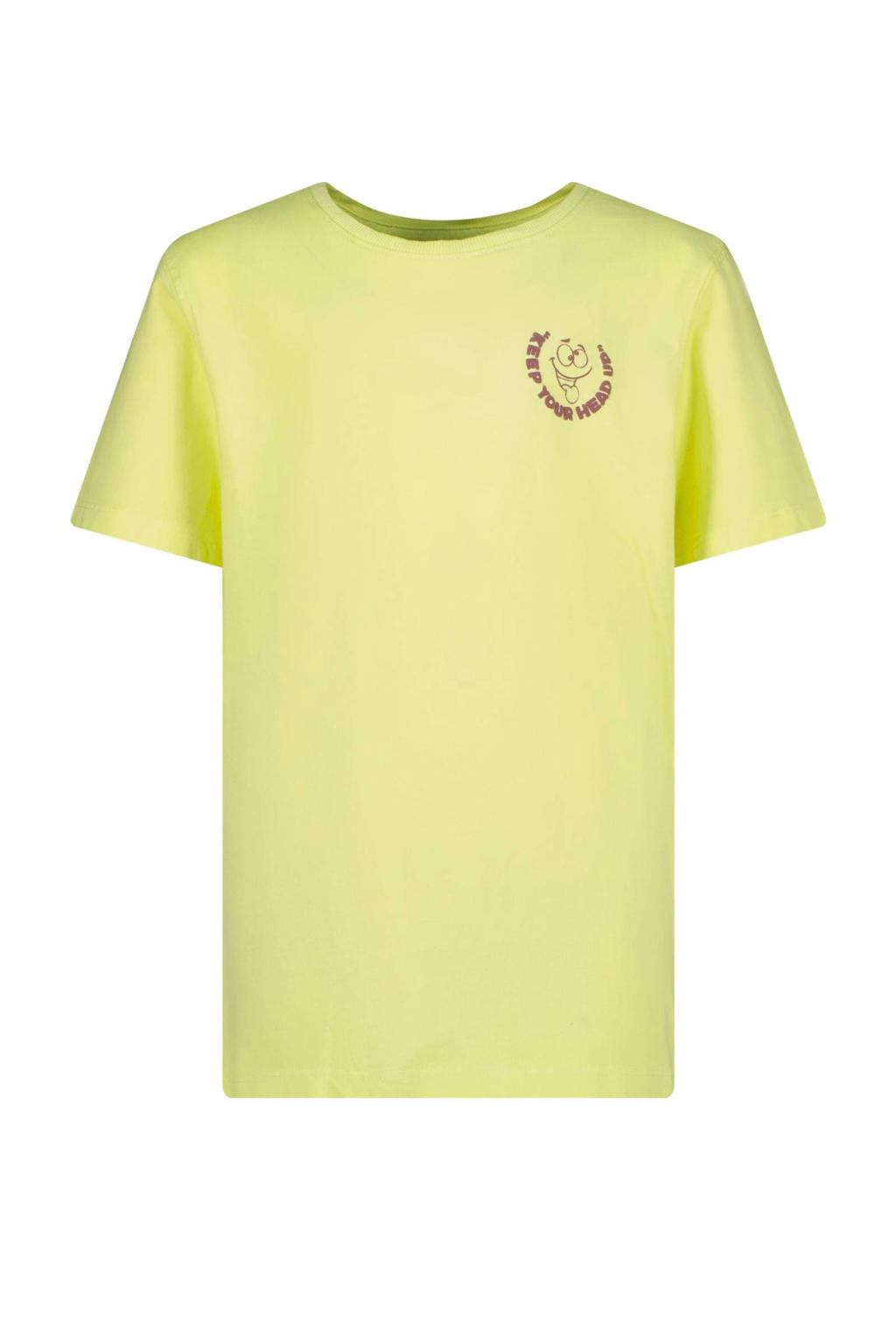 Gele jongens Vingino T-shirt van katoen met printopdruk, korte mouwen en ronde hals