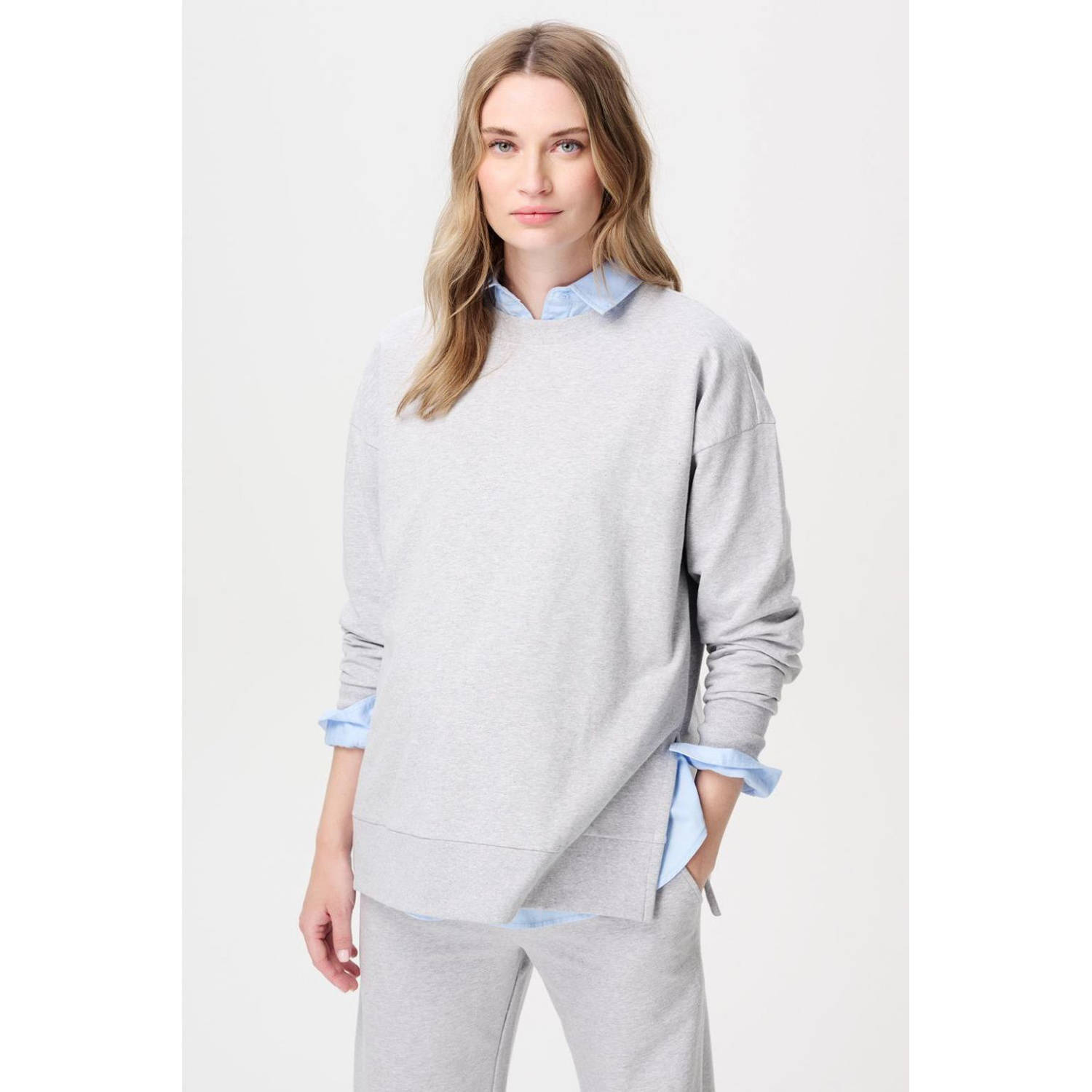 Noppies maternity zwangerschaps- en voedings sweater grijs