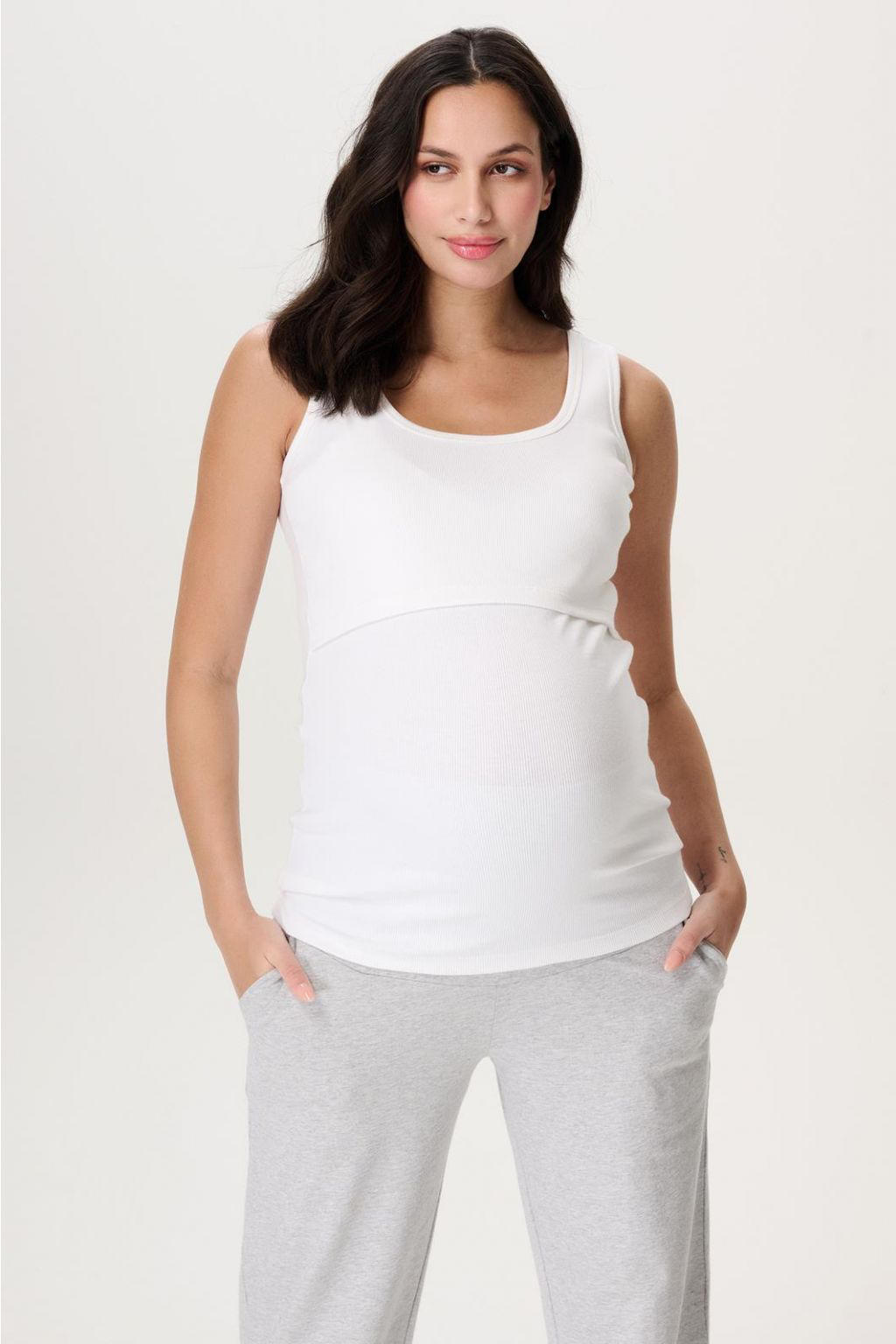Noppies maternity zwangerschaps- en voedings mouwloze top wit