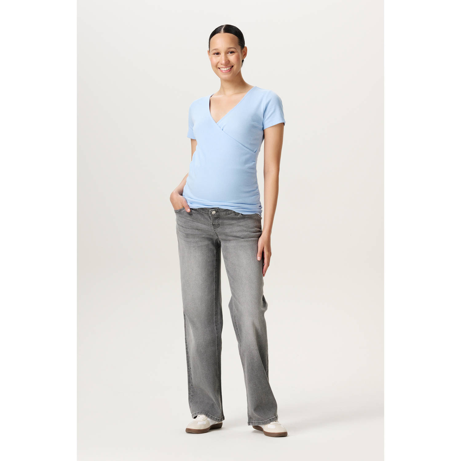 Noppies maternity zwangerschaps- en voedings top lichtblauw