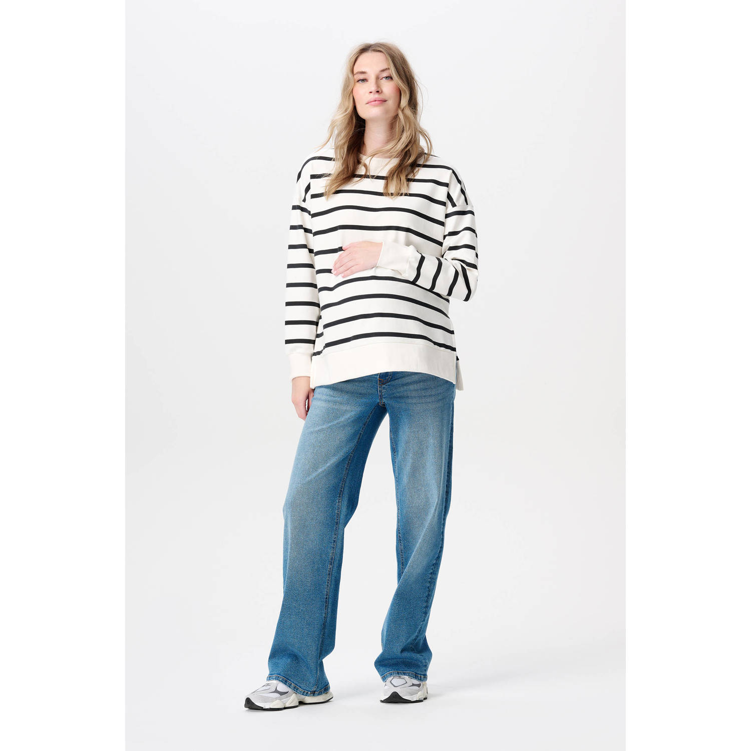 Noppies maternity high waist zwangerschapskleding wide leg jeans blauw