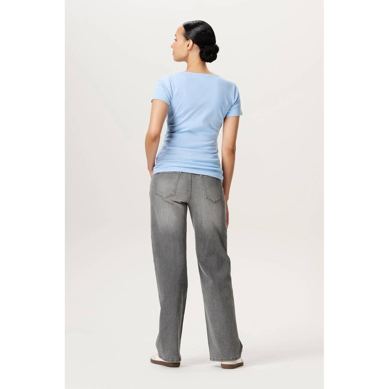 Noppies maternity high waist zwangerschapskleding wide leg jeans grey denim
