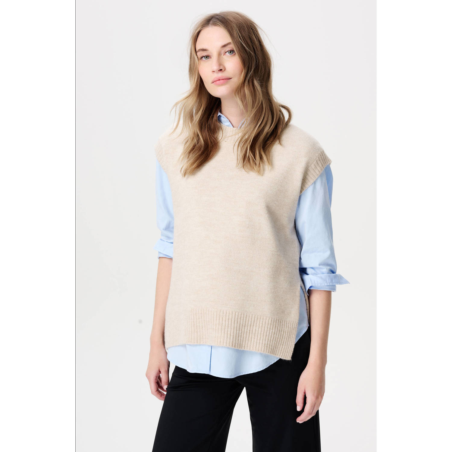 Noppies maternity zwangerschaps spencer beige fijn gebreid