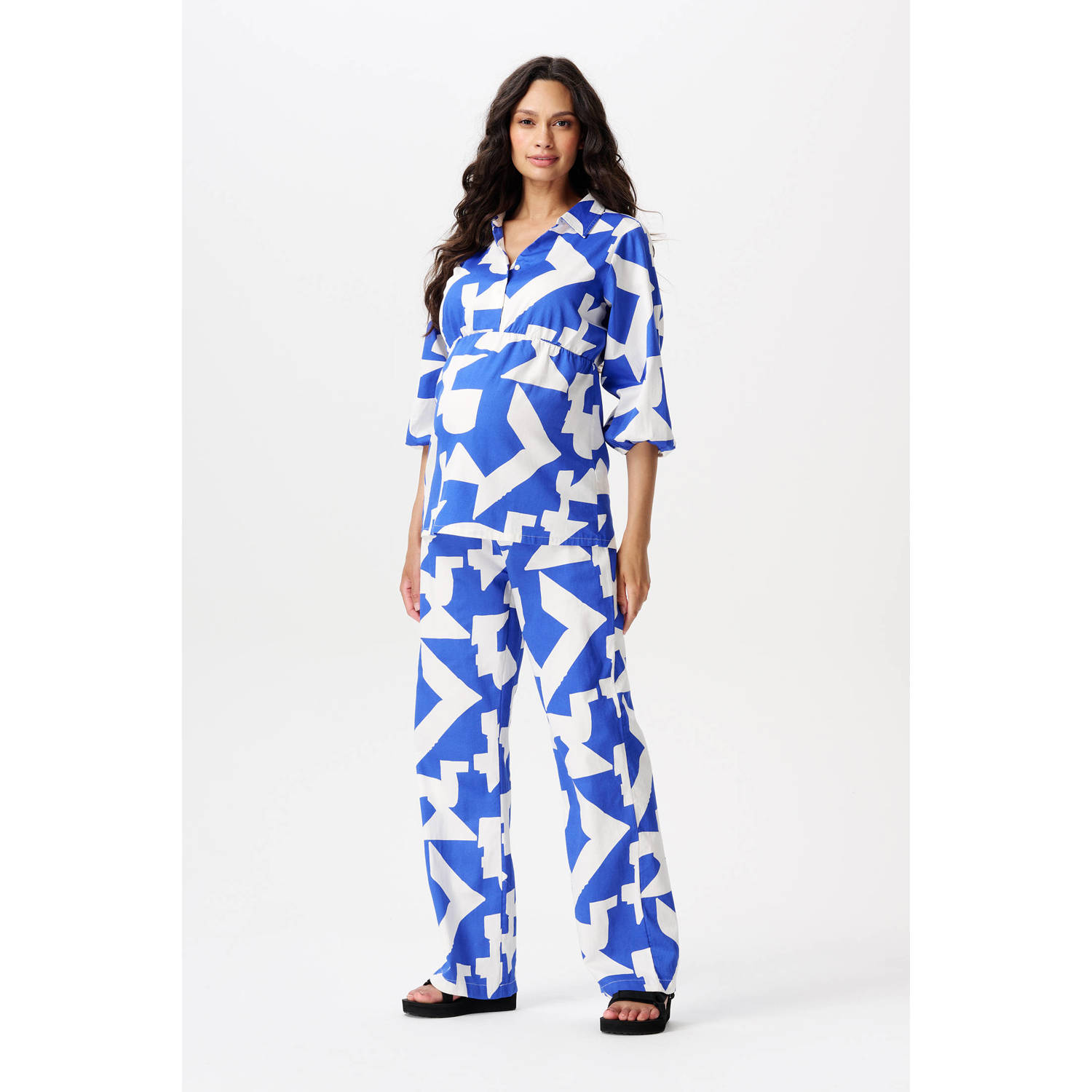 Noppies maternity straight regular waist zwangerschaps broek blauw