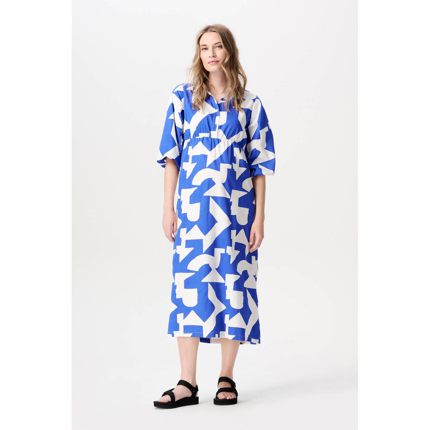 Noppies maternity zwangerschaps- en voedings blousejurk blauw