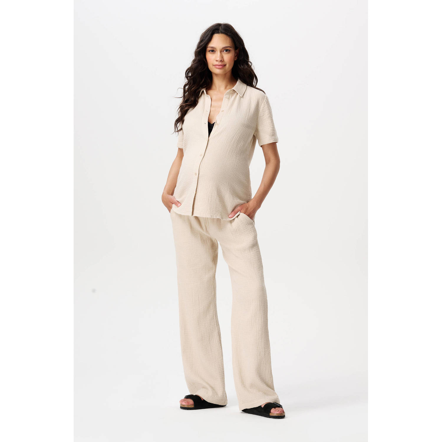 Noppies maternity straight regular waist zwangerschaps broek beige