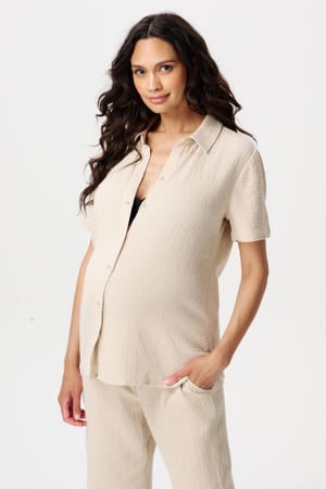 zwangerschaps- en voedings blouse beige