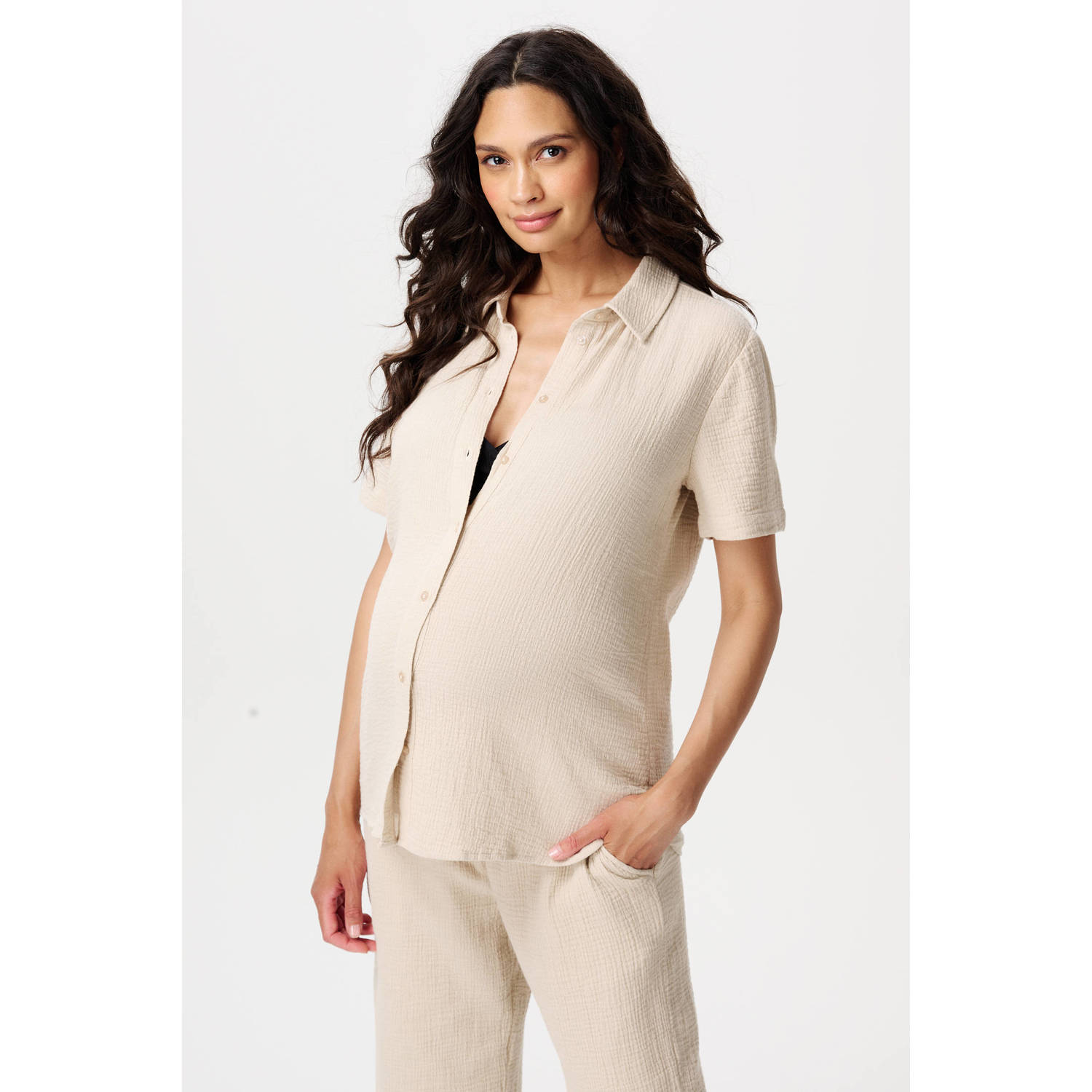 Noppies maternity zwangerschaps- en voedings blouse beige
