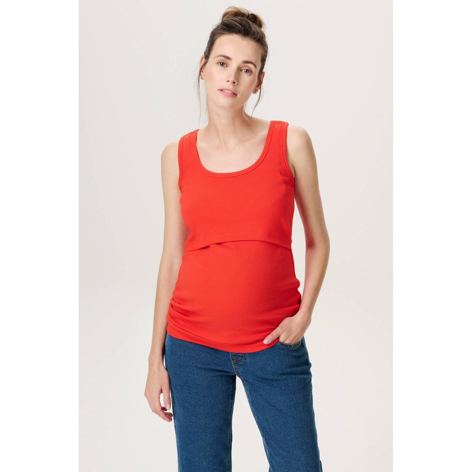 Noppies maternity zwangerschaps- en voedings mouwloze top rood